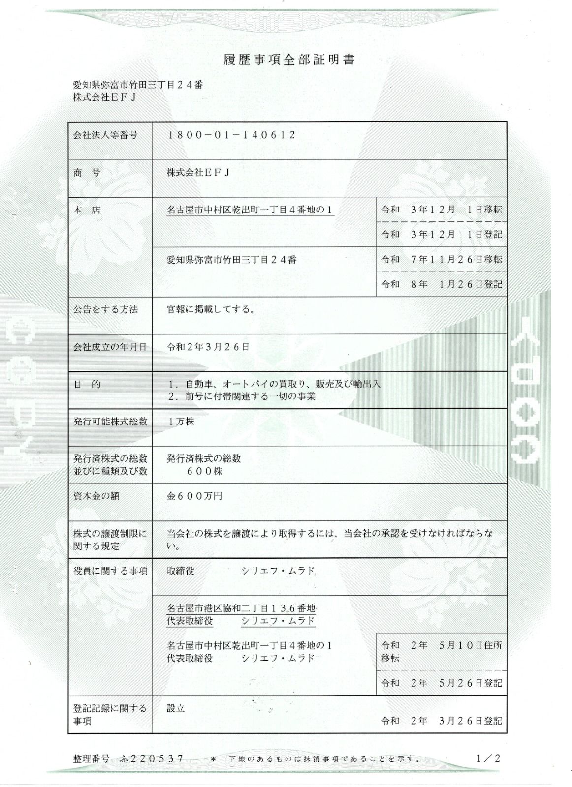 Company registration